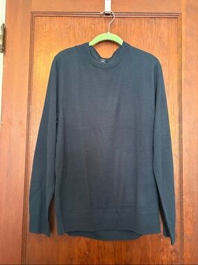 J. Crew Men's Crewneck Sweater in Navy Blue Merino Blend